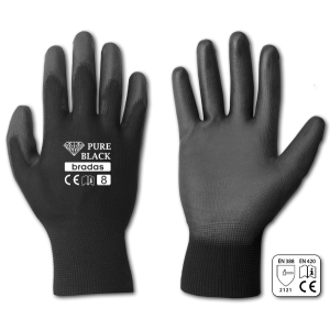 Rękawice ochronne PURE BLACK poliuretan, rozmiar 11